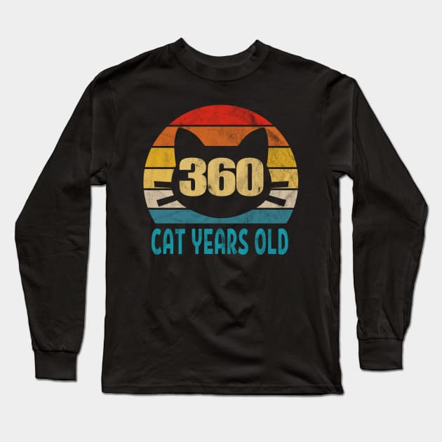 360 Cat Years Old Retro Style 86th Birthday Gift Cat Lovers Long Sleeve T-Shirt by Blink_Imprints10